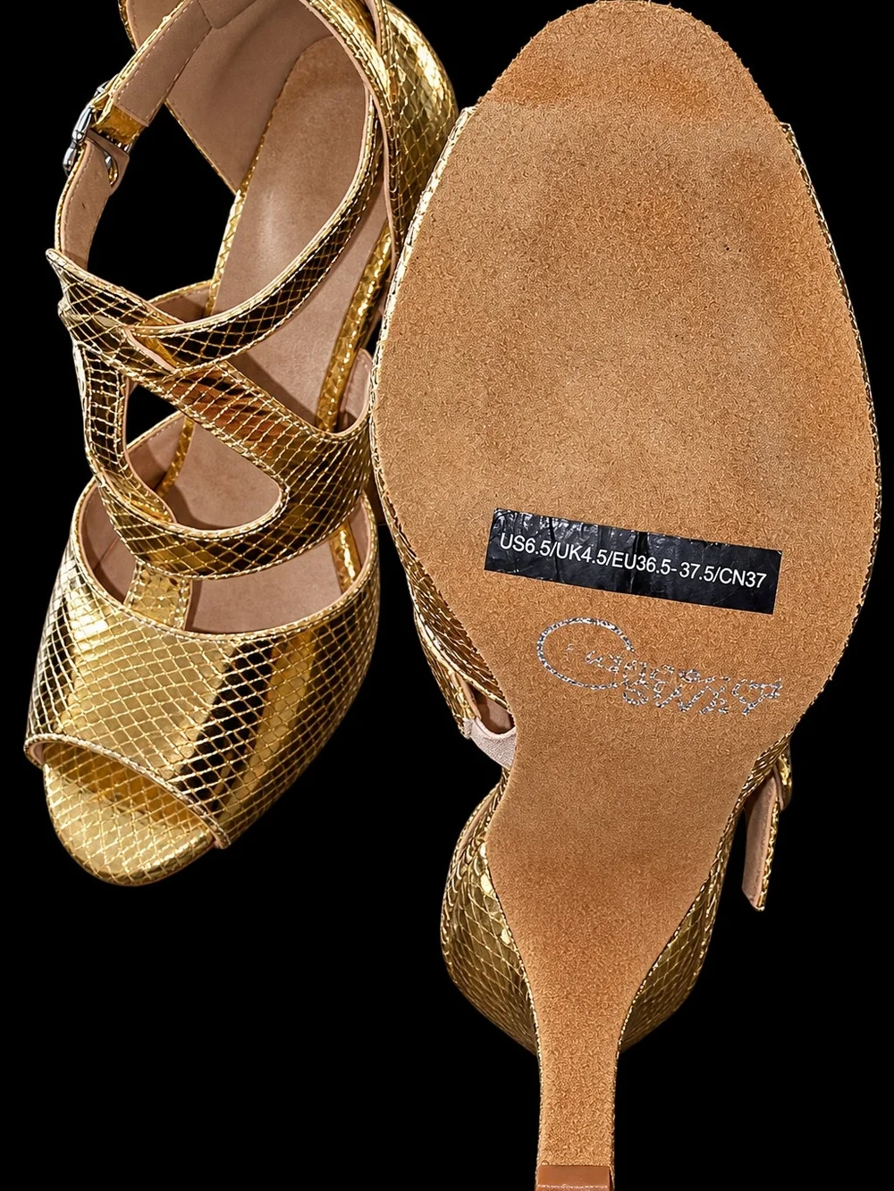 Latin Dance Shoes, Gold Metallic